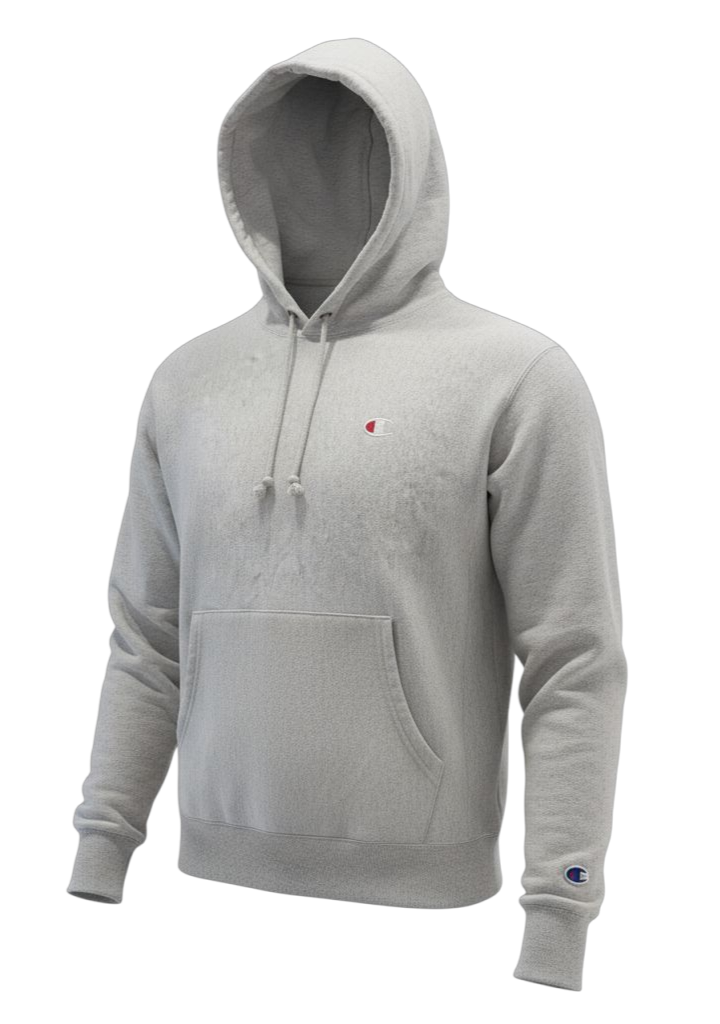 Hoodie (Champion) small, light grey, small staining